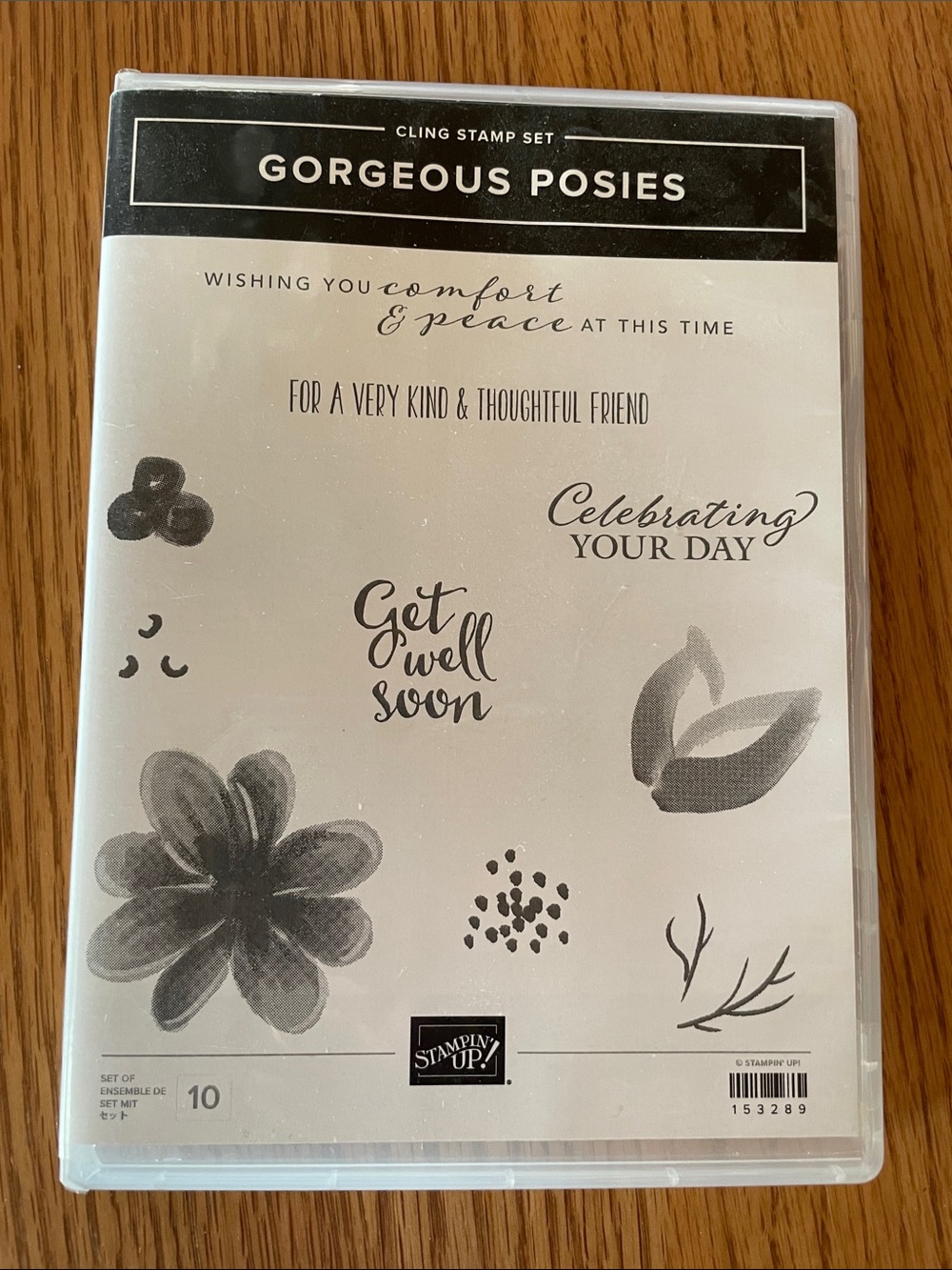 Stampin' Up! Gorgeous Posies Cling Stamp Set - Black